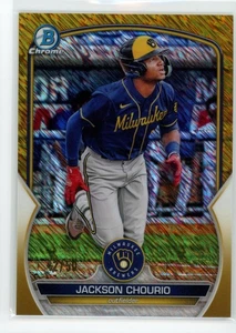 Jackson Chourio 2023 Bowman Chrome Prospects Gold Shimmer Refractor #/50 #BCP-76 - Bild 1 von 2