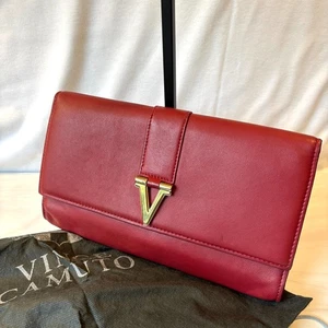 V by Vince Camuto rote Leder große Clutch Handtasche & Staubbeutel Druckknopfverschluss - Bild 1 von 18