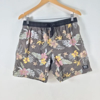 Vonzipper mens shorts 34 grey floral swim trunks stretch pockets cotton 115011 - image 1 of 4