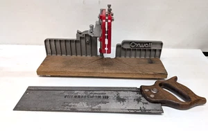 Vintage Oxwall Miter-Plus Miter Box con seghetto artigianale 16", 11 TPI bel set! - Foto 1 di 11