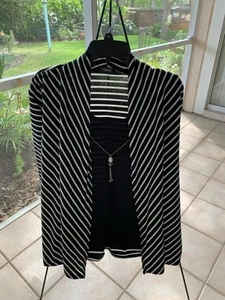 Elements Cardigans Tank Combo With Necklace M Black/White Lightweight - Classic - Picture 1 of 8