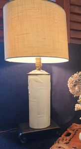 Vintage MCM Porzellan Lampen Bambus geprägt mit floralen Akzenten - Bild 1 von 10