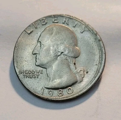 1980 P Washington Quarter 25 Cent  Off Center Mint Error - Image 1 of 3