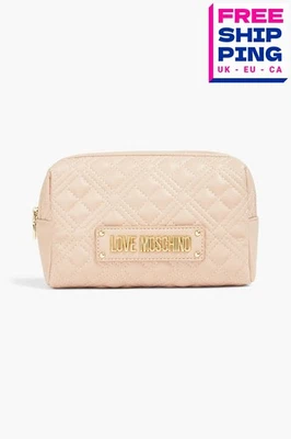 LOVE MOSCHINO Bolso sin asas acolchado Bolso de belleza Beige Cuero PU Logo Cierre de cremallera  Foto 1 de 4