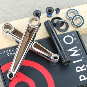 PRIMO BMX STEVIE CHURCHILL 3pc BICYCLE CRANKS CHROME POLISHED - Picture 1 of 2