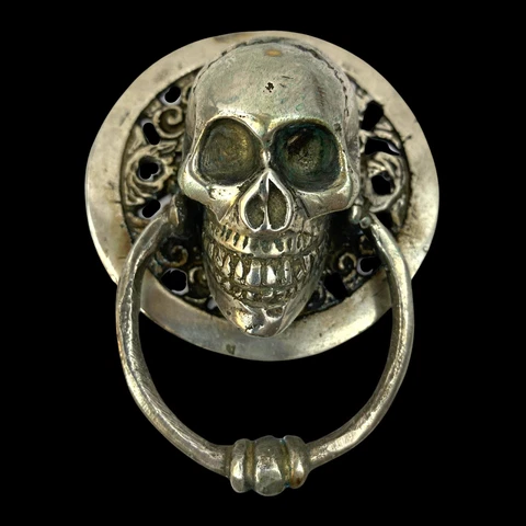 gothic Skull bronze Door Knocker pull Handle Handmade lost wax Cast Bali Art Cover
