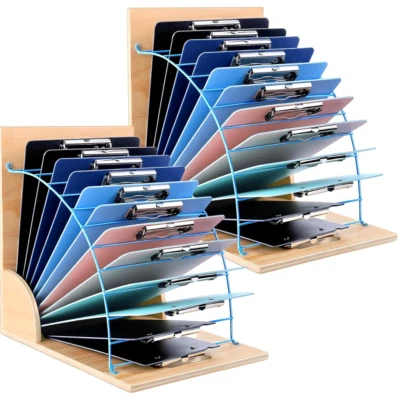 2Pack Clipboard Holder Organizer Wooden Clipboard Storage Rack Stand Desktop Fil - Image 1 of 4