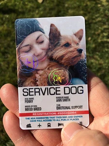 SERVICE DOG ID CARD FOR SERVICE ANIMAL - PORTRAIT STYLE / LARGE PICTURE - Picture 1 of 1