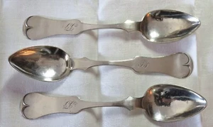 COIN SILVER TEASPOONS (3) SOLD SEPARATELY/E. MEADE & CO. 1847-1850 MONOGRAM - Picture 1 of 4