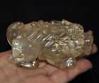 3" vieux cristal naturel chinois richesse ancienne animal lion foo dog statue fengshui