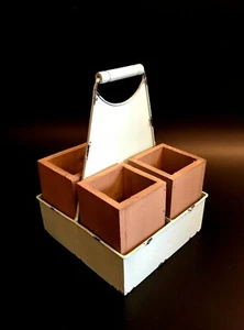 CADDY SET (4-TEILIG) PARTYGESCHENK neuwertig - Metall & Holz Boxen BASTELN Anlass Buffet  - Bild 1 von 8