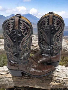 Vintage Dan Post exotische Eidechse Western Cowboystiefel Herren 8,5 D exzellenter Zustand USA - Bild 1 von 11