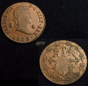 *GUTSE*188-FERNANDO VII, 4 MARAVEDIS 1829, SEGOVIA, EBC+/EBC- - Imagen 1 de 1