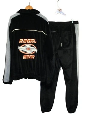 Conjunto de chándal de terciopelo negro de colección Regal Wear para hombre XL forrado pesado Hip Hop ropa de calle Foto 1 de 4