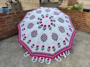 Indian Garden Umbrella Mandala Cotton Patio Outdoor Sun Shade Large Parasol 80" - Picture 1 of 4