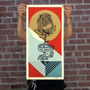 Shepard Fairey Obey RISE ABOVE ROSE GEOMETRIC Signed Print LE 550 - Picture 1 of 1