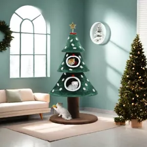 Weihnachtsbaum Weihnachten mit Katzenhaus Katzenturm für Indoor Katzen mit Katze Eigentumswohnung - Bild 1 von 28