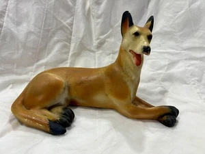 Vintage Chalkware German Shepherd Dog Figurine 12” Hand-Painted Original Unique - Picture 1 of 12
