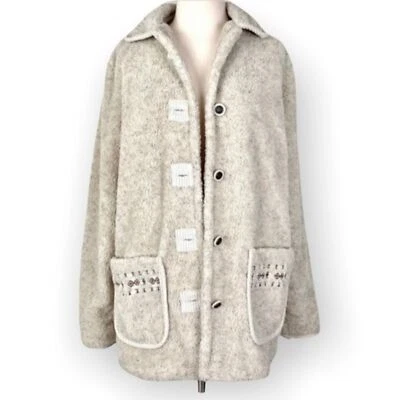 NUEVO CON ETIQUETAS DE COLECCIÓN Abrigo de Peluche Tudor Court by Haband Sherpa Bordado Difuso Talla S Foto 1 de 4