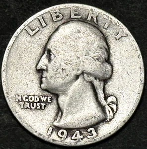 1943-P WASHINGTON SILVER QUARTER - EAGLE BACK - DETAILED OLD COIN - Picture 1 of 3