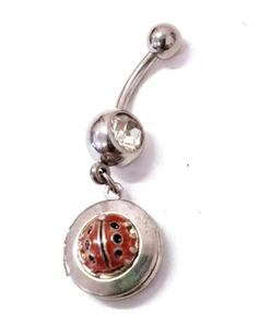 Belly Ring Animal Ladybug Locket Dangle Naval Steel  - Picture 1 of 4
