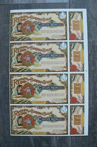 1970er Ringling Brothers und Barnum & Bailey Ticket ungeschnitten Gruppe von 4 PROBEN - Bild 1 von 2