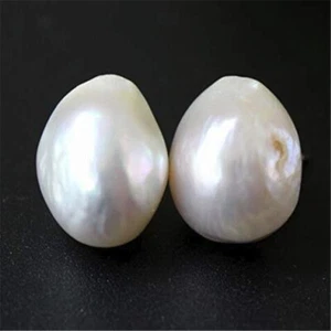 Handmade Freshwater pearls White Baroque Pearl Earrings 18k Crystal Ear Cuff - Picture 1 of 7
