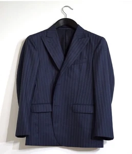 Cobra Italian Notch Lapel Navy Blazer Suit Jacket w/ Blue Pinstripe US 40 IT 50 - Picture 1 of 6