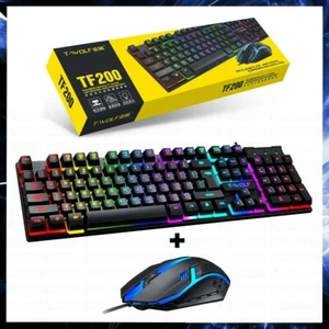 KIT MAUS UND MECHANISCHE TASTATUR GAMING PC MIT KABEL USB HINTERGRUNDBELEUCHTUNG LED RGB - Bild 1 von 7