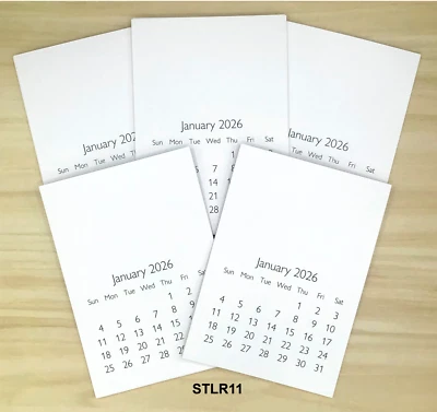 Mini calendario en blanco 2026 3,5"x 5" (R LOTE de 25) DECORAR, SELLO, HÁGALO USTED MISMO, ÁLBUM DE RECORTES Foto 1 de 2