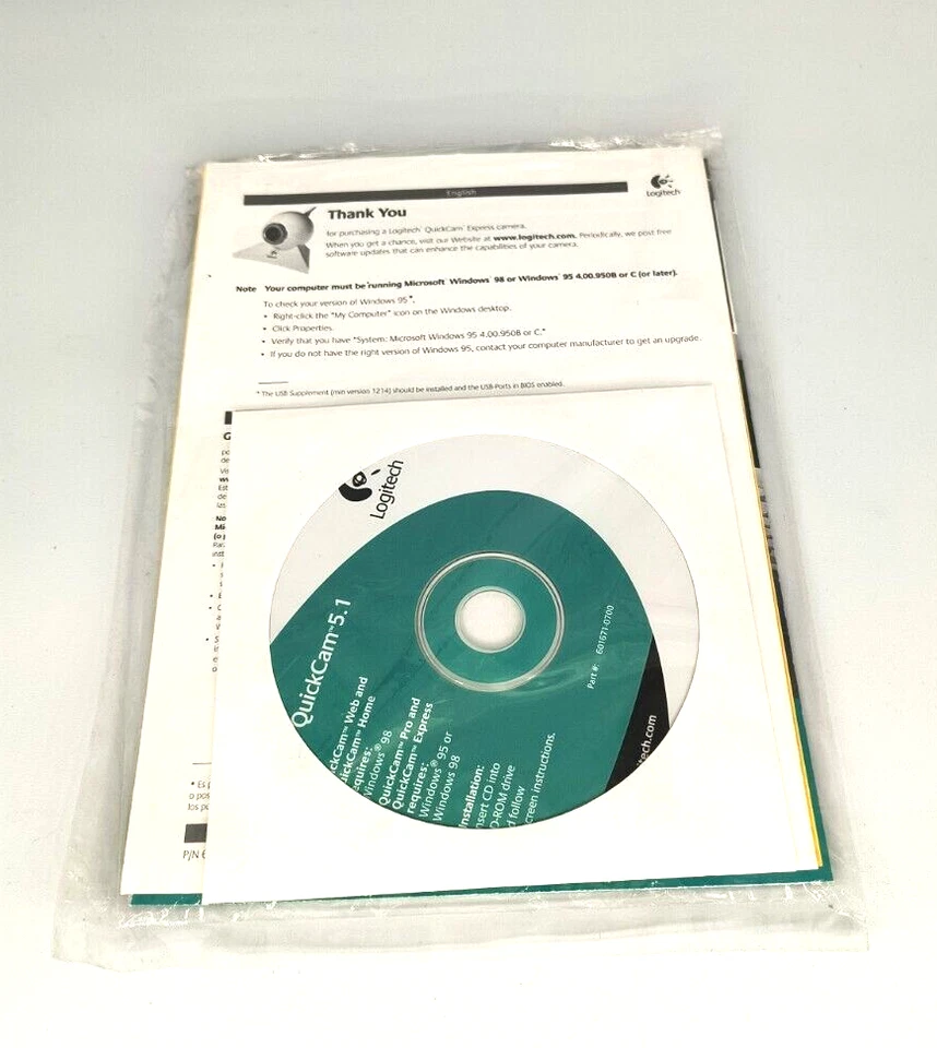 NEW LOGITECH QUICKCAM 5.1 CD 95 98 FOR PRO, EXPRESS WEBCAMS & PROGRAMS RM4-B18 - Image 1 of 3