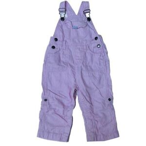 Mini Boden Overall White Stripes Pink Girls 12 18 Months One Piece Jumpsuit