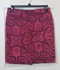 Ann Taylor Women's size 6 Pink Maroon Paisley Print Pencil Skirt - Picture 1 of 7