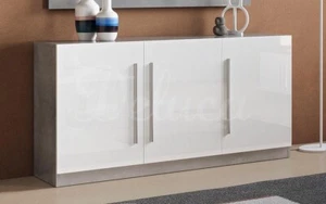 Martina Grey & White Gloss Marbled Italian 3 Door Sideboard, Storage Solution - Picture 1 of 3