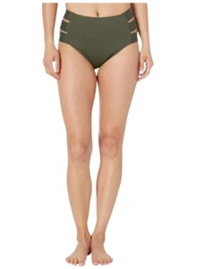 NEW La Blanca High Waisted Island Goddess Strappy Bikini Bottom Olive Women's 12 - Picture 1 of 8