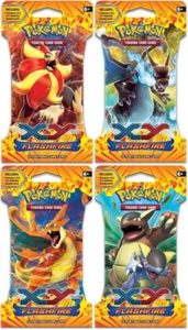 4x Pokemon XY FLASHFIRE SLEEVED PACKS - COMPLETE ART SET - FACTORY SEALED & MINT - Picture 1 of 10