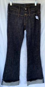 VTG HIGH WAISTED..FLARED..BUTTON FLY..BLACK DENIM JEANS..NEW OLD STOCK..9 - Picture 1 of 6