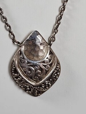 Vintage Lois Hill Colar de Prata Esterlina 17" Trabalho de Rolagem Fecho Alternado Martelado - Imagem 1 de 4