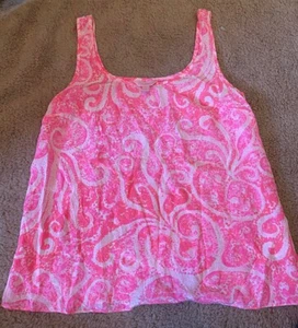 Camiseta sin mangas Lilly Pulitzer Cosmos rosa puchero estampado seda XS - Imagen 1 de 4