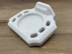 Vtg Reclaimed White Toothbrush Holder Ceramic Cut Corners Holds 6 Brushes - Picture 1 of 12