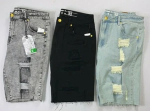 Men's LRG Lifted Research True Taper Distressed Denim Shorts - Picture 1 of 11