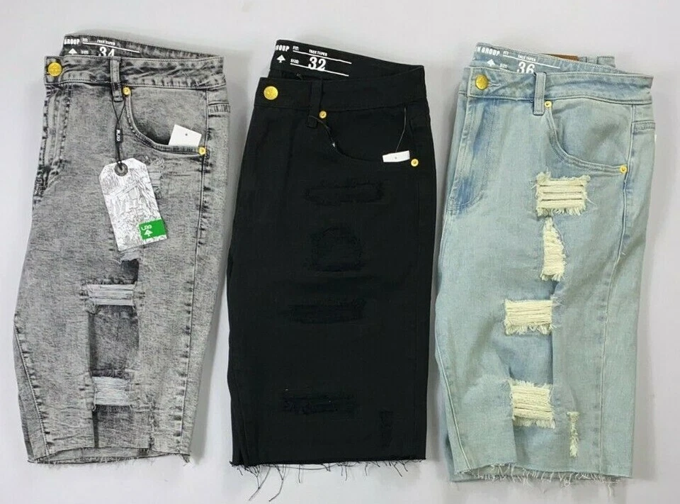 NEW Men's LRG Lifted Research True Taper Distressed Denim Shorts - Image 1 of 1