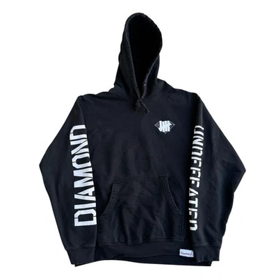 Pulôver streetwear Diamond Supply Co x Undefeated com capuz masculino grande preto - Imagem 1 de 4