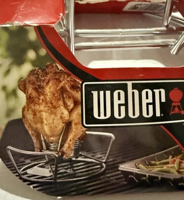 Suporte para lata de cerveja Weber churrasqueira frango aves torrador rack de aço inoxidável 6482 - Imagem 1 de 4