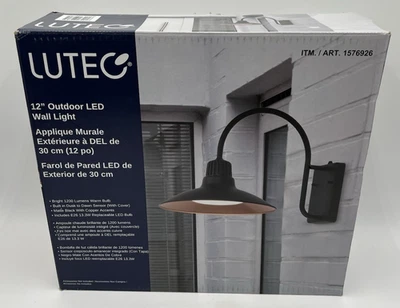 Lutec 12" Outdoor LED Wall Light Dusk To Dawn Fixture Black Copper 1200 Lumens - Image 1 of 4
