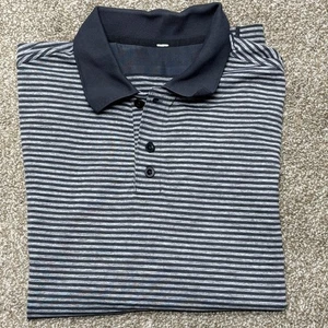 Lululemon Herren Metal Vent Tech Polo grau gestreift Stretch Golf aktiv Athleisure - Bild 1 von 9