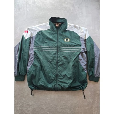 Jaqueta corta-vento masculina Green Bay Packers 2XL verde branca zíper completo NFL - Imagem 1 de 4
