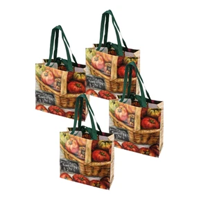 SET OF 4 Farmers Market Tote Bags Heirloom Tomatoes Shopping or Gift - NEW - Picture 1 of 7