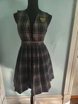 Flynn O'Hara Gris, Azul, Amarillo Cuadros Uniforme Escolar Delantal Vestido Niñas 10.5 Foto 1 de 4