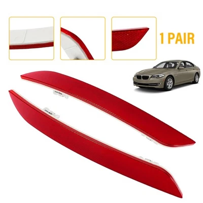 Par de luces de parachoques rojas para lente trasera estuche reflector para BMW 528i sedán 2010-2013 Foto 1 de 4